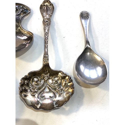 68 - Selection of antique silver spoons includes caddy spoons shifter spoons etc