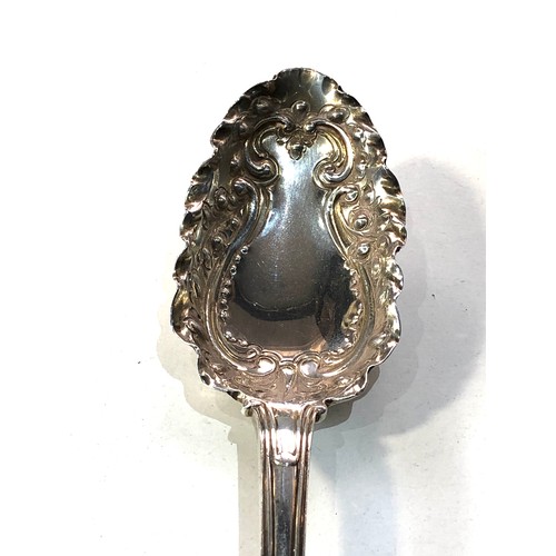 66 - Victorian silver serving spoon measures approx 22cm London silver hallmarks weight 102g