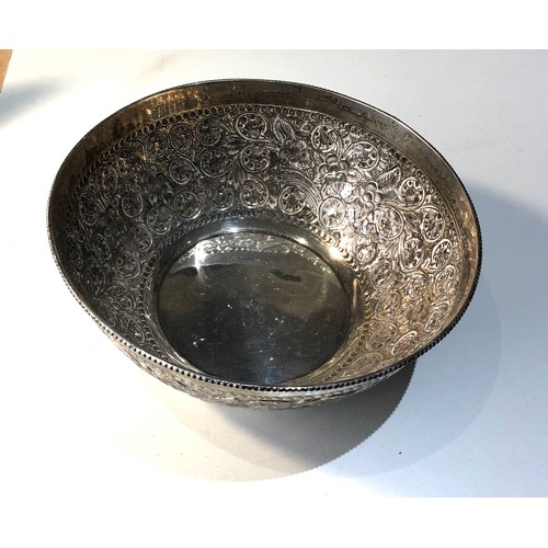 34 - Ornate embossed sterling silver fruit bowl measure approx 19cm dia height 7.5cm weight 280g