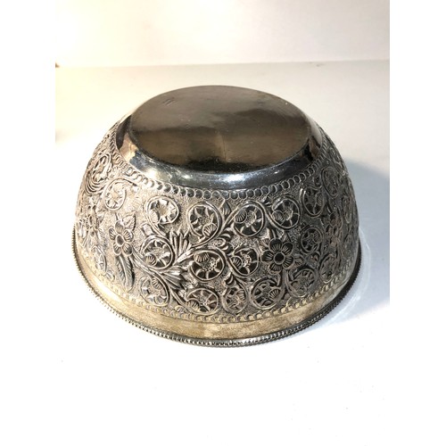 34 - Ornate embossed sterling silver fruit bowl measure approx 19cm dia height 7.5cm weight 280g