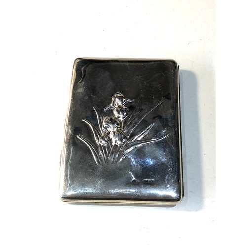 13 - Antique silver cigarette case weight 115g embossed floral design London silver hallmarks