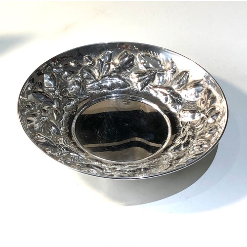 49 - Italian silver embossed bowl measures approx 20cm dia height 3.8cm weight 180g