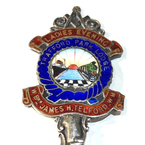 3 - 4 1928 antique silver and enamel ladies masonic spoons ladies evening trafford park lodge No 4486 go... 