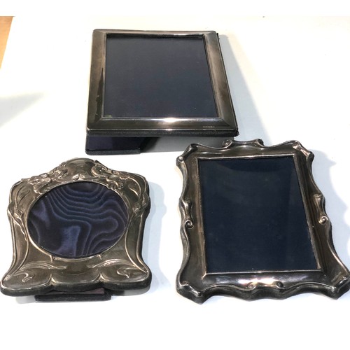 63 - 3 vintage silver picture frames largest measures approx 21cm by 16cm