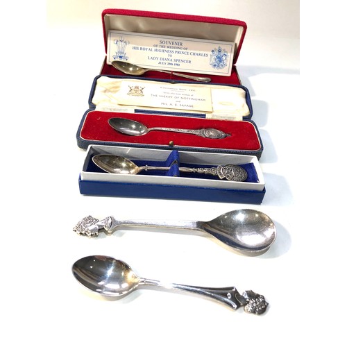 30 - Selection of 5 hallmarked silver collectors spoons 3 boxed