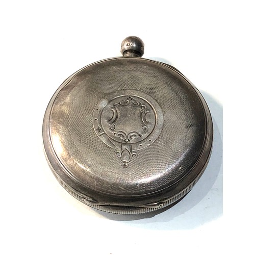 340 - Antique silver cased chronograph centre second pocket watch william owen Leeds  balance will spin bu... 