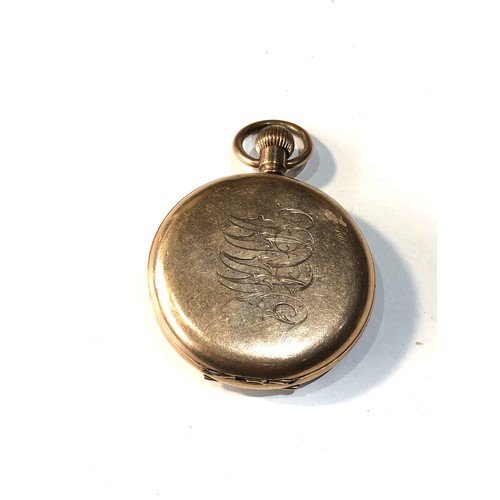 342 - Antique gold plated cased waltham giant pocket watch  balance will spin  does  tick but sold as part... 