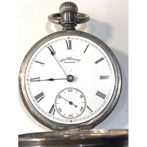 347 - Antique silver cased Am watch Co waltham pocket watch  balance will spin does not tick keeps winding... 