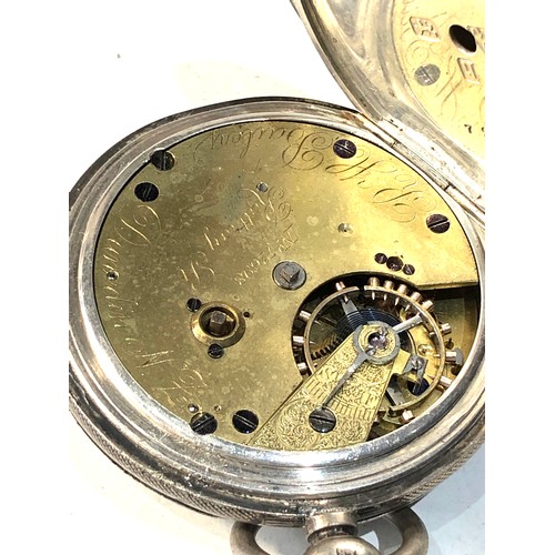 349 - Antique silver full hunter cased R.H.Bailey Dunedin NZ  pocket watch  balance will spin does tick bu... 