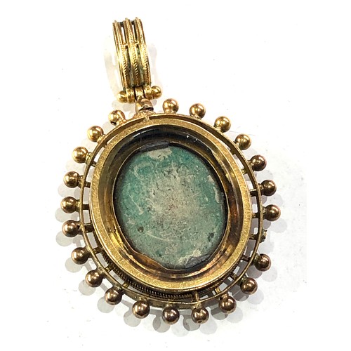 235 - Fine victorian High carat gold micro mosiac panel  pendant measures approx 47mm by 30mm weight 11g x... 