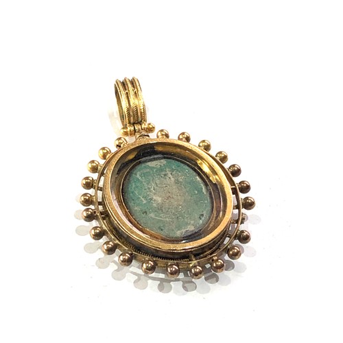 235 - Fine victorian High carat gold micro mosiac panel  pendant measures approx 47mm by 30mm weight 11g x... 