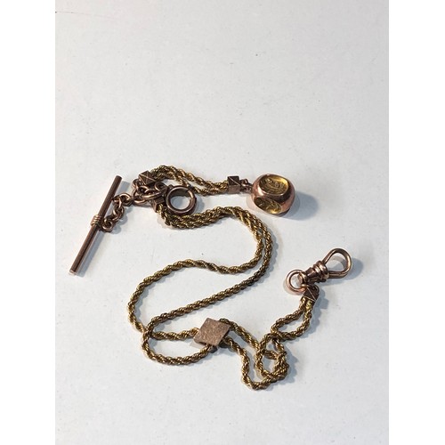 204 - Victorian 9ct gold Albertina watch chain and fob 16.5g