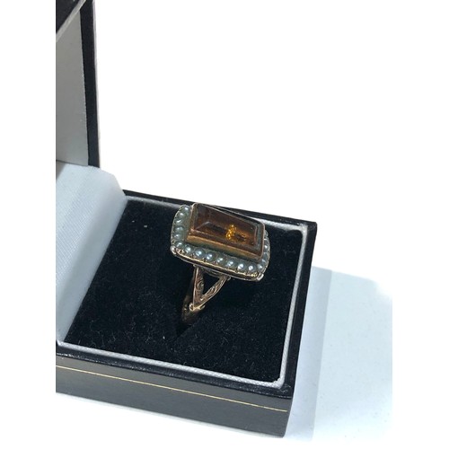 184 - Antique 9ct gold stone set ring weight 7.5g