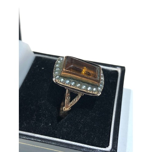 184 - Antique 9ct gold stone set ring weight 7.5g