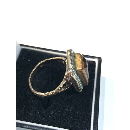 184 - Antique 9ct gold stone set ring weight 7.5g