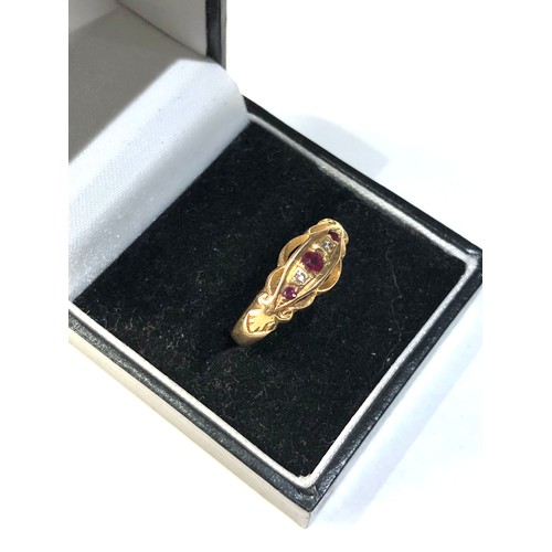 145 - Antique 18ct diamond and ruby ring weight 2.5g