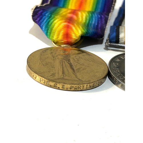 402 - ww1 medal pair with ribbons and photos named to m/280077 pte c.e. partington a.s.c