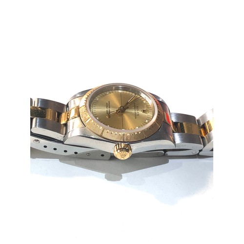 83 - 2000 Ladies Rolex gold and steel Oyster Perpetual 76242 with inner and outer boxes all paper work in... 