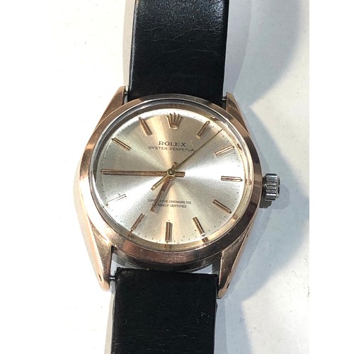 84 - Gents Rolex oyster perpetual wristwatch in working order but no warranty is given measures approx 33... 