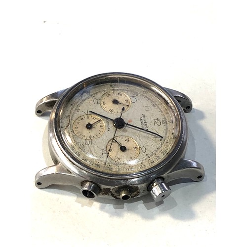 68 - Rare Vintage Universal Geneve chronograph wristwatch watch is missing winder and button stainless st... 