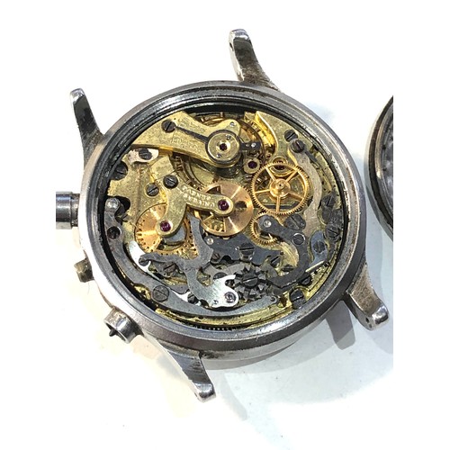 68 - Rare Vintage Universal Geneve chronograph wristwatch watch is missing winder and button stainless st... 