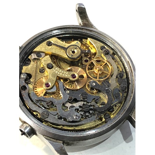 68 - Rare Vintage Universal Geneve chronograph wristwatch watch is missing winder and button stainless st... 