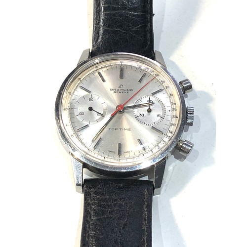 97 - Vintage Breitling Geneve top time chronograph gents wristwatch stainless steel case in good conditio... 