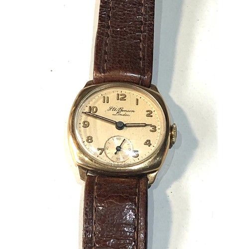 102 - J.W.Benson London 9ct gold gents presentation wristwatch in good condition working order but no warr... 