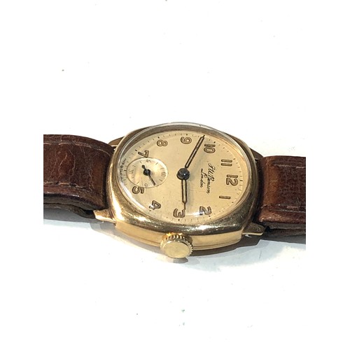 102 - J.W.Benson London 9ct gold gents presentation wristwatch in good condition working order but no warr... 