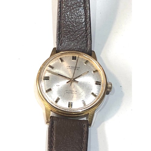 104 - Vintage J.W.Benson London gents wristwatch watch will tick when shaken but stops in good used condit... 