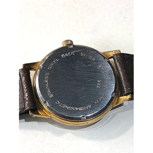 104 - Vintage J.W.Benson London gents wristwatch watch will tick when shaken but stops in good used condit... 