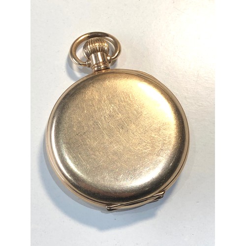 112 - Antique gold plated presentation open faced Rolex  pocket watch in good condition working order but ... 