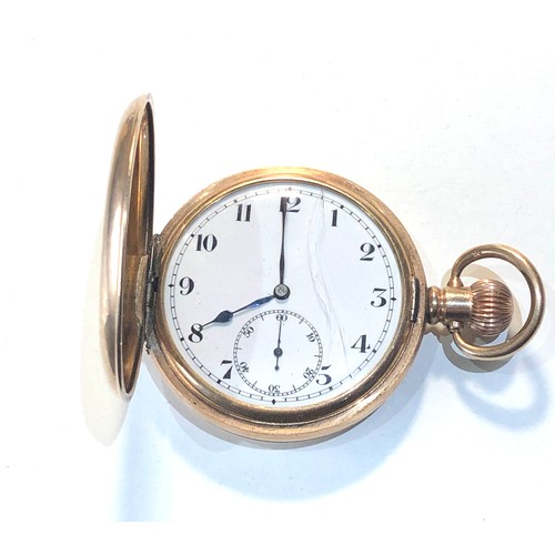 113 - Antique gold plated full hunter Rolex  pocket watch in good condition working order but no warranty ... 