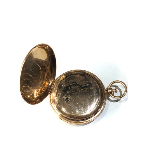 114 - Large rare antique 18ct gold silver dial quarter repeater pocket watch 18ct gold hallmarked case in ... 