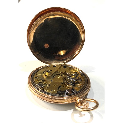 114 - Large rare antique 18ct gold silver dial quarter repeater pocket watch 18ct gold hallmarked case in ... 