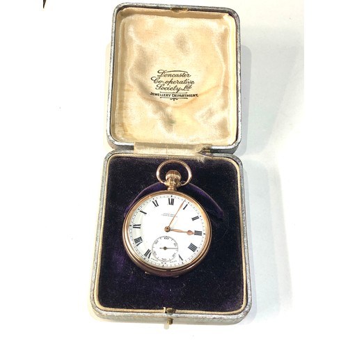 115 - Boxed 9ct gold open face pocket watch Kemp Brothers union st Bristol in good condition working order... 