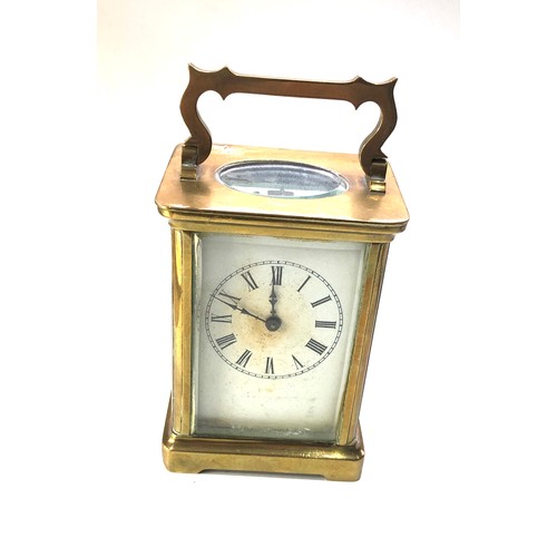 477 - Vintage brass carriage clock balance will spin but stops non working order in original as found uncl... 