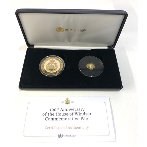 470 - Boxed 100th anniversary of the house of windsor commemorative gold and silver coins b.a.c