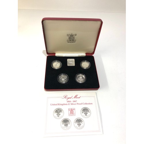 471 - Boxed royal mint 1984-1987 united kingdom £1 silver proof collection