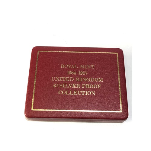 471 - Boxed royal mint 1984-1987 united kingdom £1 silver proof collection