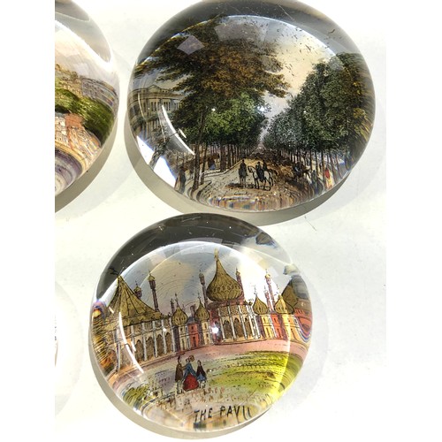 462 - 6 Vintage scenic glass paperweights