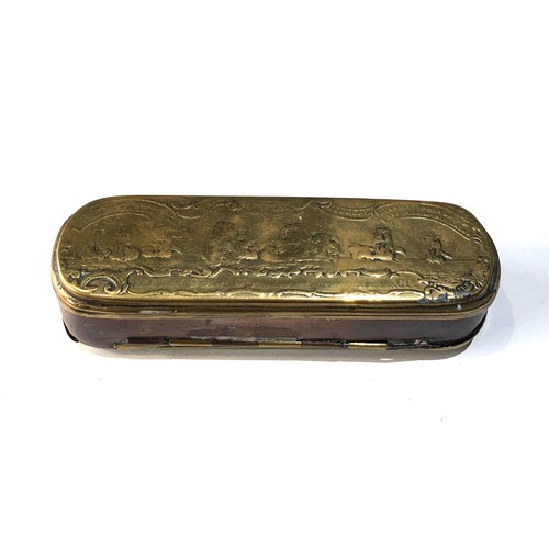 463 - 18th century Dutch brass & copper tobacco box age related wear and damage as shown measures approx 1... 