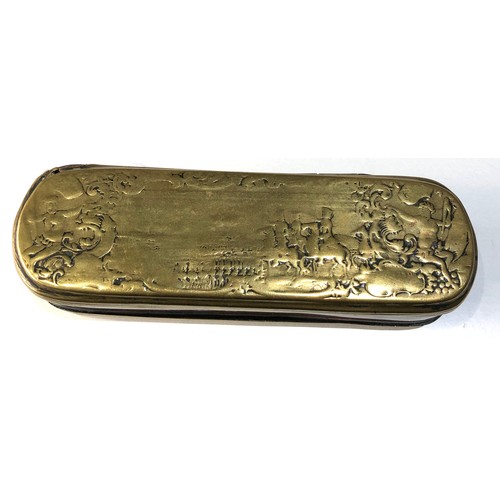 463 - 18th century Dutch brass & copper tobacco box age related wear and damage as shown measures approx 1... 