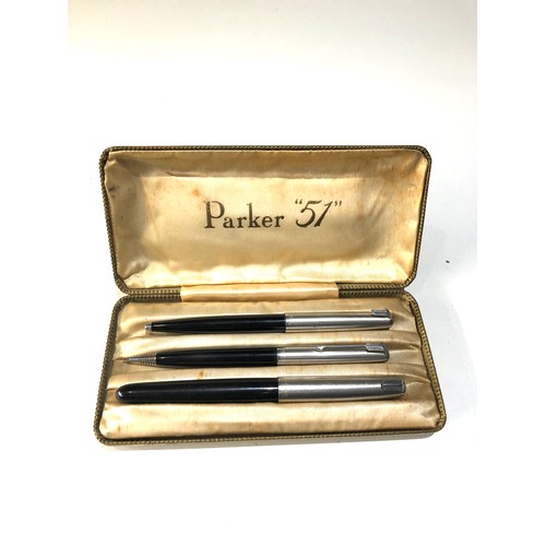 479 - Vintage parker 51 fountain pen set age related wear and marks missing cap clips as shown