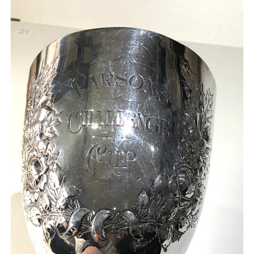 18 - Large antique silver the Parsons challenge cup Birmingham silver hallmarks measures approx height 26... 