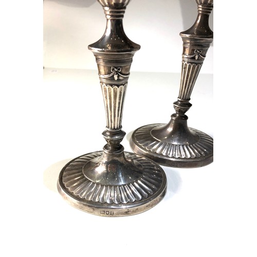 30 - Pair of antique silver candlesticks measures 19cm London silver hallmarks