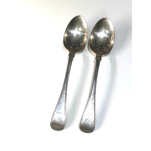 35 - Pair of Irish Georgian silver table spoons each measures approx 22.2cm total weight 126g