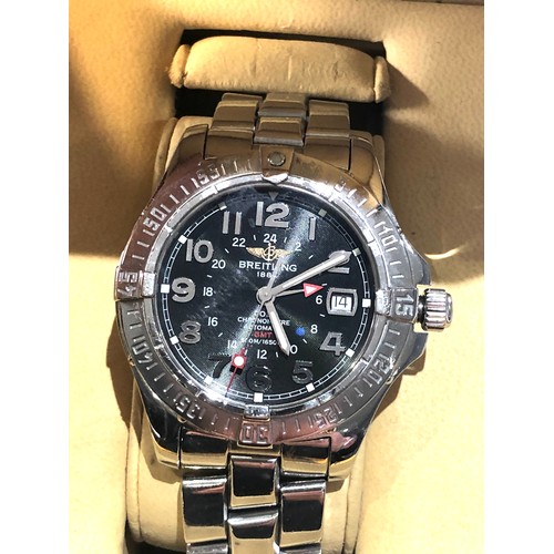 250 - Boxed Breitling 1884 colt automatic chronometre automatic GMT 500m/1650ft gents wristwatch box and p... 