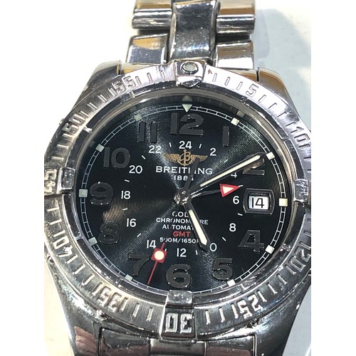 250 - Boxed Breitling 1884 colt automatic chronometre automatic GMT 500m/1650ft gents wristwatch box and p... 