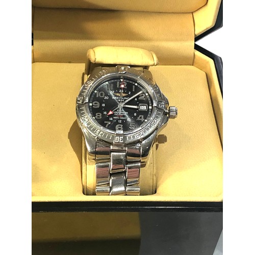 250 - Boxed Breitling 1884 colt automatic chronometre automatic GMT 500m/1650ft gents wristwatch box and p... 